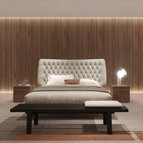 Balzo Microfiber Leather Buckle Design Luxury Bed Frame