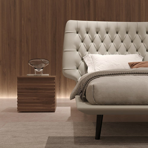 Balzo Microfiber Leather Buckle Design Luxury Bed Frame