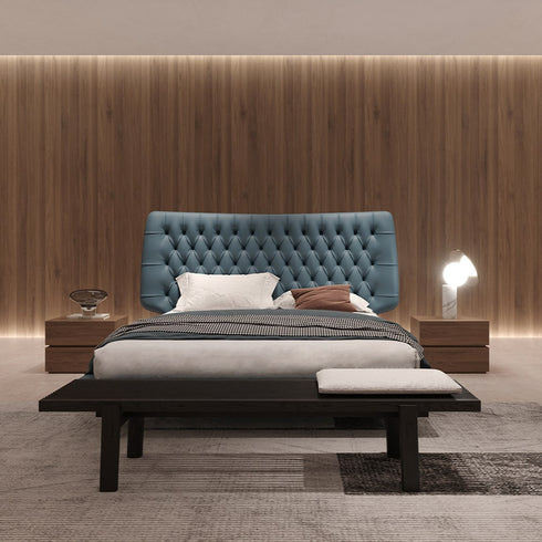 Balzo Microfiber Leather Buckle Design Luxury Bed Frame