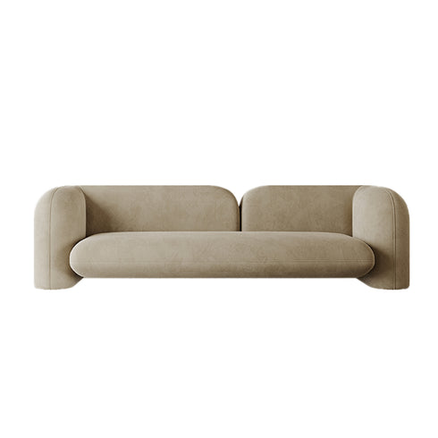 Baylor Beige Suede Fabric 3 Seater Sofa Round Arm Couch