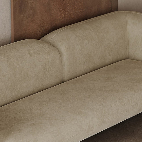 Baylor Beige Suede Fabric 3 Seater Sofa Round Arm Couch