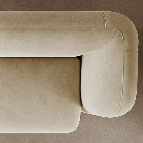 Baylor Beige Suede Fabric 3 Seater Sofa Round Arm Couch