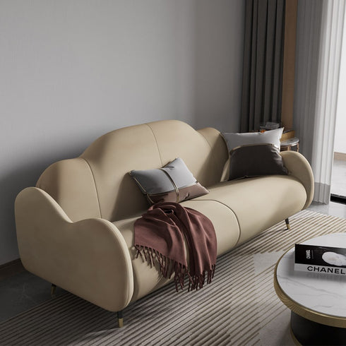 Beasley Beige Technical Fabric 3 Seater Sofa Curved Arm Sofa