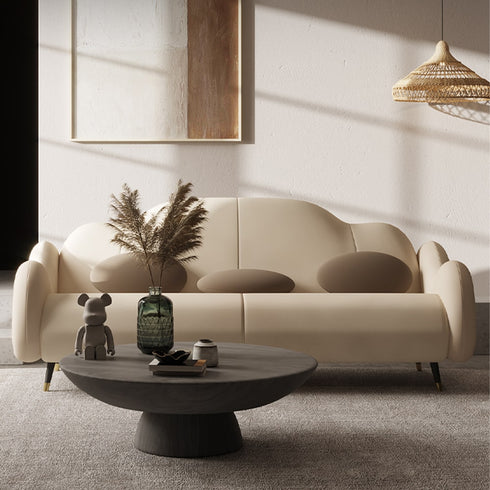 Beasley Beige Technical Fabric 3 Seater Sofa Curved Arm Sofa