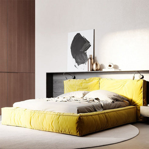 Behitha Suede Fabric Modern Simple Upholstered Bed Frame