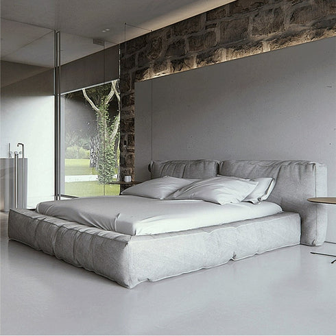 Behitha Suede Fabric Modern Simple Upholstered Bed Frame