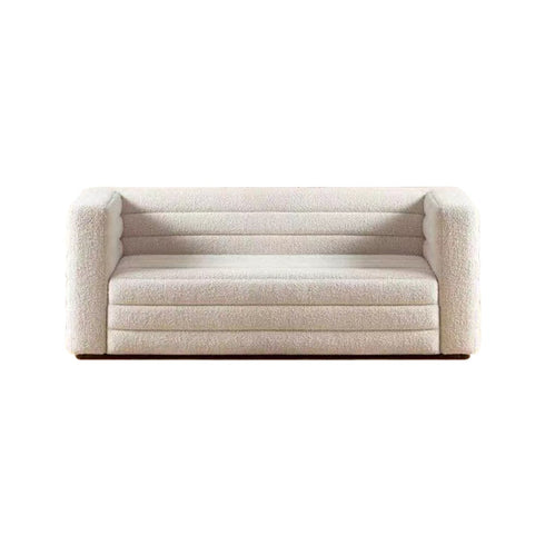 Bennett White Boucle Loveseat Sofa Stipe Arm Couch