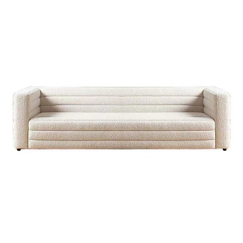 Bennett White Boucle fabric 3 Seater Sofa Stipe Arm Couch