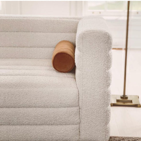 Bennett White Boucle Loveseat Sofa Stipe Arm Couch