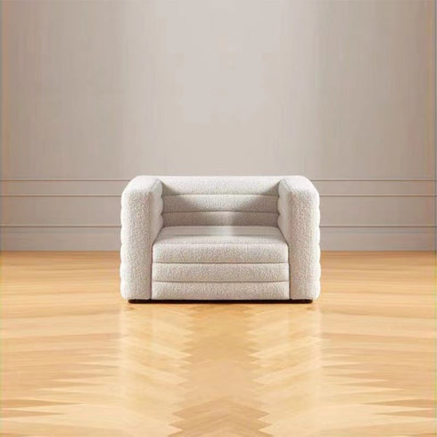 Bennett White Boucle Loveseat Sofa Stipe Arm Couch