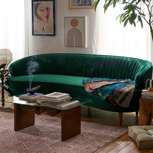 Beres Velvet Vintage 3 Seater Sofa Arm Couch