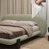 Birch Boucle Fabric Round Headboard Modern Bed Frame