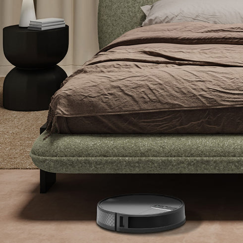 Birch Boucle Fabric Round Headboard Modern Bed Frame