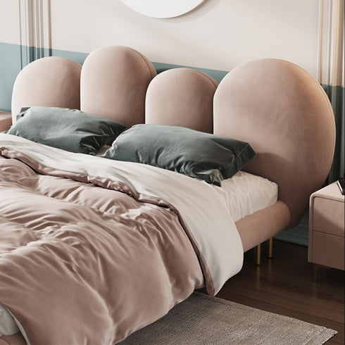 Brenna Velvet Fabric Curved Headboard Bed Frame