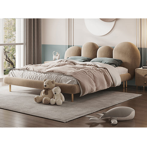 Brenna Velvet Fabric Curved Headboard Bed Frame