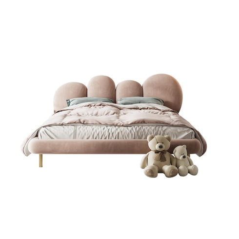 Brenna Velvet Fabric Curved Headboard Bed Frame