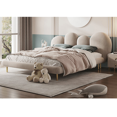 Brenna Velvet Fabric Curved Headboard Bed Frame