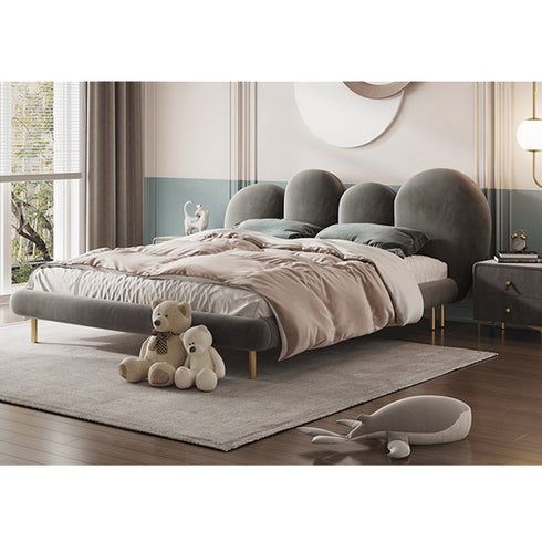 Brenna Velvet Fabric Curved Headboard Bed Frame