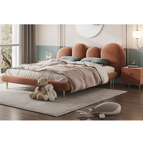 Brenna Velvet Fabric Curved Headboard Bed Frame