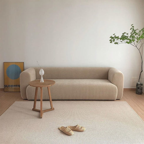 Brisa Brown Velvet Loveseat Sofa Minimalist Arm Couch