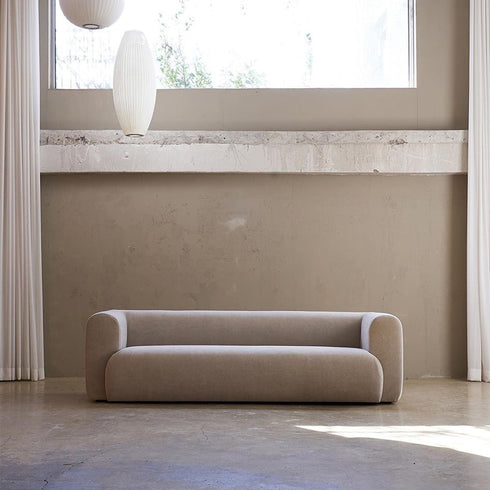 Brisa Gray Velvet 3 Seater Sofa Minimalist Arm Couch