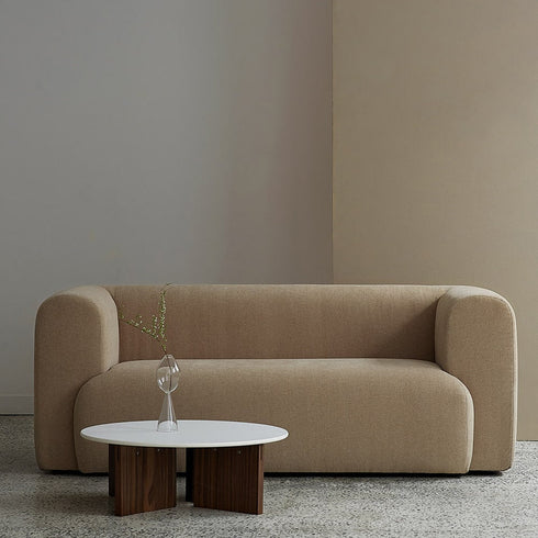 Brisa Brown Velvet Loveseat Sofa Minimalist Arm Couch