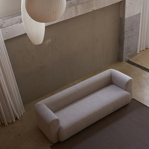 Brisa Gray Velvet 3 Seater Sofa Minimalist Arm Couch