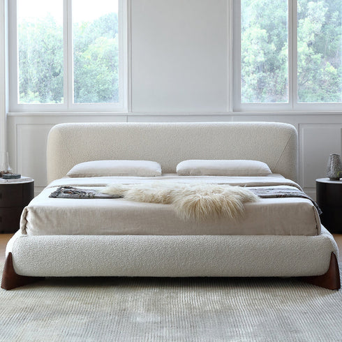 Ellie Boucle Fabric Minimalist Bed Frame
