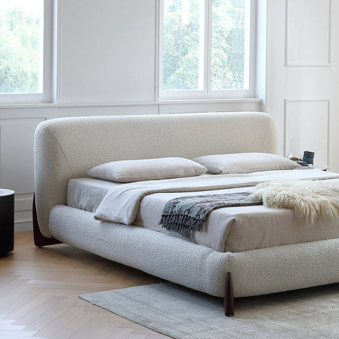 Ellie Boucle Fabric Minimalist Bed Frame