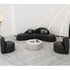 Camber Black Microfiber Leather Curved 3 Seater Sofa Shaped Reception Couch