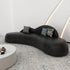 Camber Black Microfiber Leather Curved 3 Seater Sofa Shaped Reception Couch