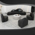 Camber Black Microfiber Leather Curved 3 Seater Sofa Shaped Reception Couch