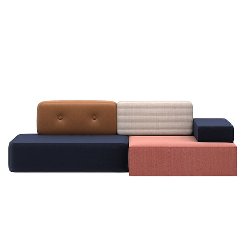 Camdyn Suede Fabric Cube Modern 3 Seater Sofa Mixed Color Couch