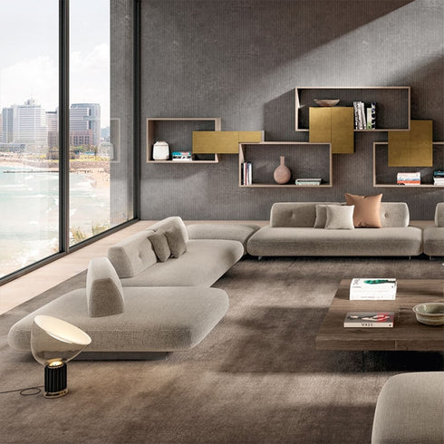 Cammie Fabric Modern Armless 3 Seater Sofa Living Room Reception Couch