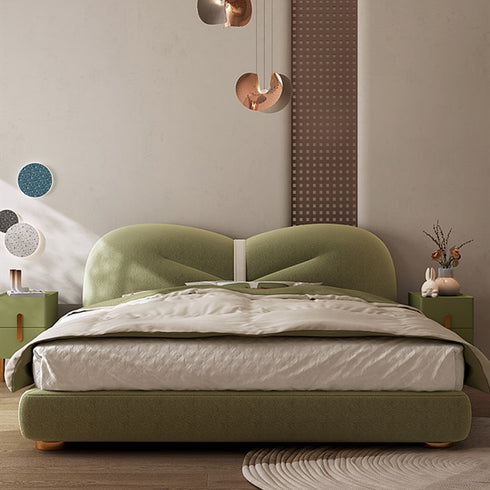 Casey Shaped Headboard Velvet Fabric Bed Frame