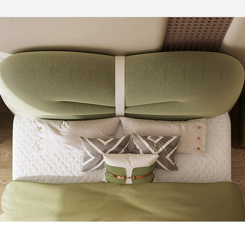 Casey Shaped Headboard Velvet Fabric Bed Frame