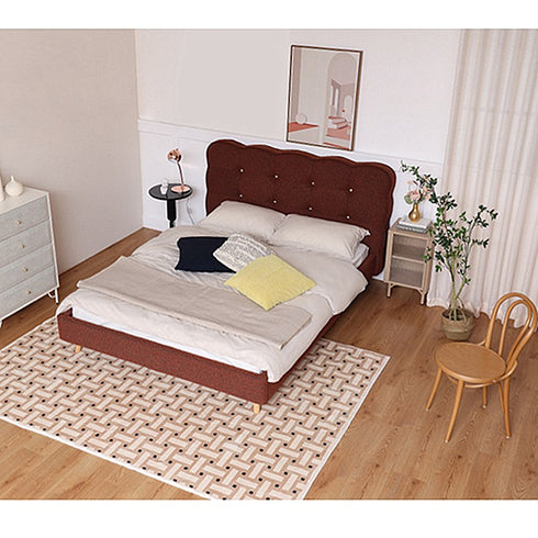 Cassidy Boucle Bed Frame Cookie Design Headboard