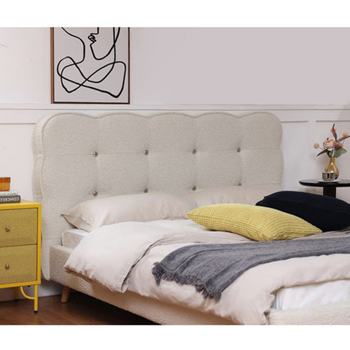 Cassidy Boucle Bed Frame Cookie Design Headboard