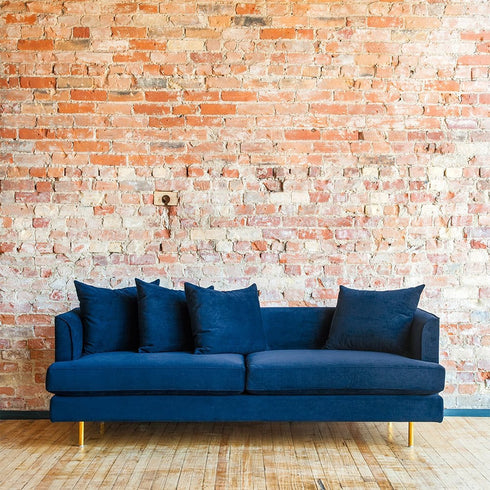 Cein Velvet 3 Seater Sofa with 2 Long Cushions & 4 Accent Pillows