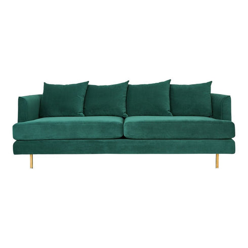 Cein Velvet 3 Seater Sofa with 2 Long Cushions & 4 Accent Pillows