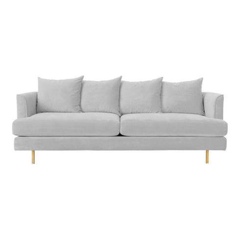Cein Velvet 3 Seater Sofa with 2 Long Cushions & 4 Accent Pillows