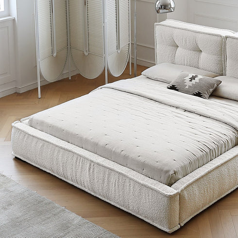 Dacre Boucle Minimalist Simple Bed Frame
