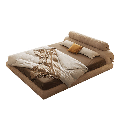 Dakari Suede Fabric Modern Shaped Headboard Bed Frame