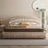 Dallas Suede Fabric Modern Shaped Headboard Bed Frame