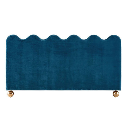 Dangelo Velvet Fabric Bed Frame with Golden Spherical Feet