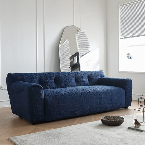 Danica Blue Fabric 3 Seater Sofa Bow-knot Back Designed Couch