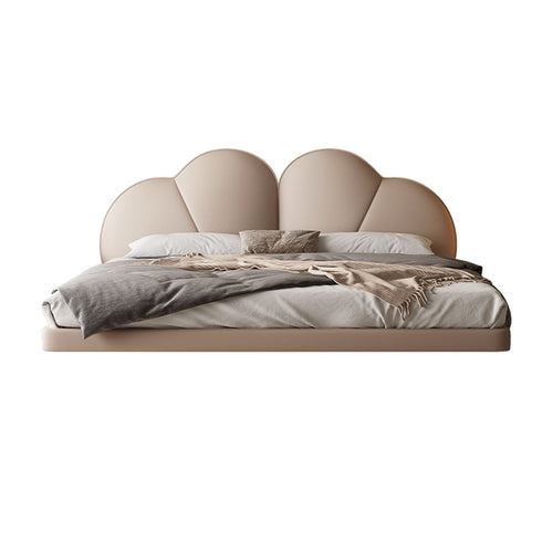 Danon Microfiber Leather Flower Shaped Headboard Modern Floating Bed Frame
