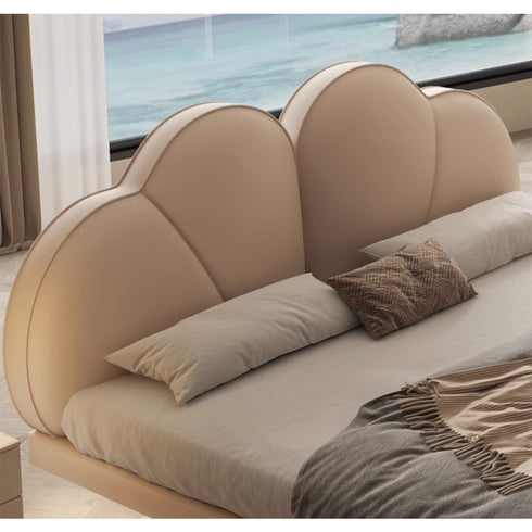 Danon Microfiber Leather Flower Shaped Headboard Modern Floating Bed Frame