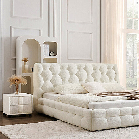 Dariel Boucle Fabric Modern Simple Bed Frame