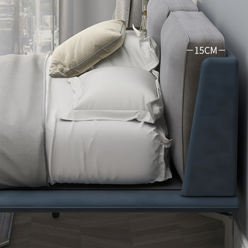 Darin Microfiber Leather+Corduroy Bed Frame